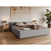 POLSTERBETT 140/200 cm,  in Hellgrau, Lattenrost, Bettkasten,  - Hellgrau/Schwarz, Basics, Holz/Kunststoff (140/200cm) - Livetastic