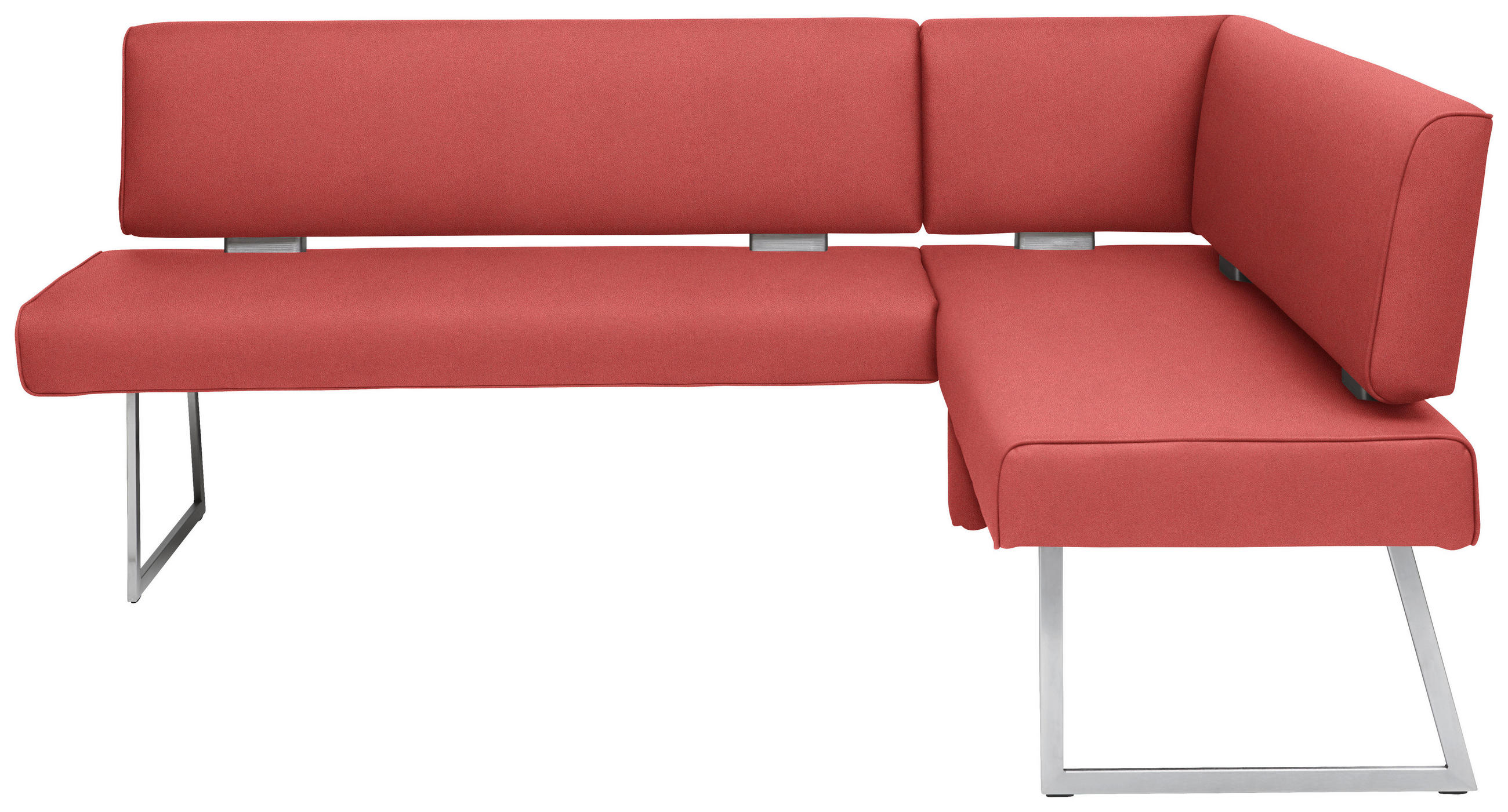 ECKBANK 208/160 cm  in Rot, Edelstahlfarben  - Edelstahlfarben/Rot, Design, Textil/Metall (208/160cm) - Dieter Knoll