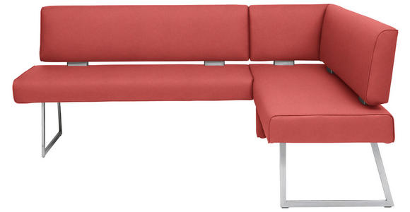 ECKBANK 185/137 cm  in Rot, Edelstahlfarben  - Edelstahlfarben/Rot, Design, Textil/Metall (185/137cm) - Dieter Knoll