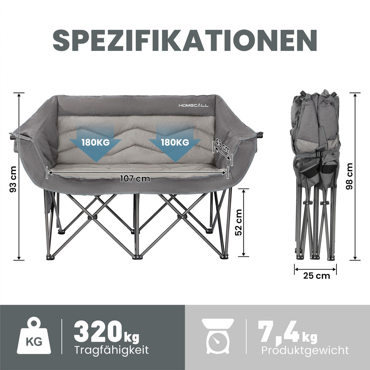CAMPING-KLAPPSTUHL - Grau/Grün, Basics, Textil/Metall (134/108/50cm) - Modante