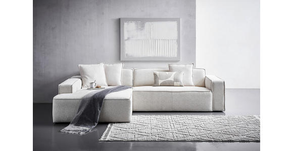 ECKSOFA in Chenille Creme  188/280 cm  - Creme/Schwarz, KONVENTIONELL, Kunststoff/Textil (188/280cm) - Carryhome