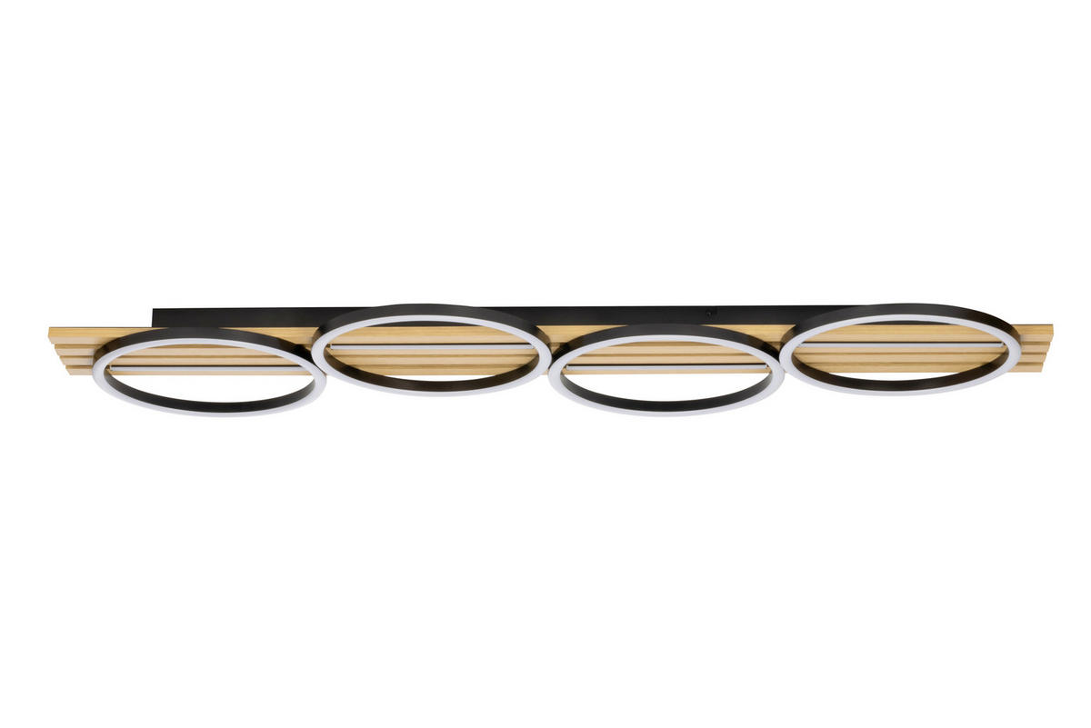 LED-DECKENLEUCHTE 125/38/6,8 cm   - Schwarz, Design, Holz/Kunststoff (125/38/6,8cm) - Novel