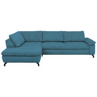 ECKSOFA in Cord, Velours Petrol  - Petrol/Schwarz, Design, Textil/Metall (197/291cm) - Beldomo Style
