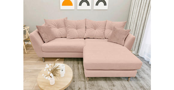 ECKSOFA Rosa Feincord - Buchefarben/Rosa, KONVENTIONELL, Holz/Textil (211/154cm) - Carryhome