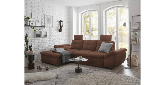 ECKSOFA in Mikrovelours Kupferfarben - Schwarz/Kupferfarben, KONVENTIONELL, Kunststoff/Textil (170/275cm) - Carryhome