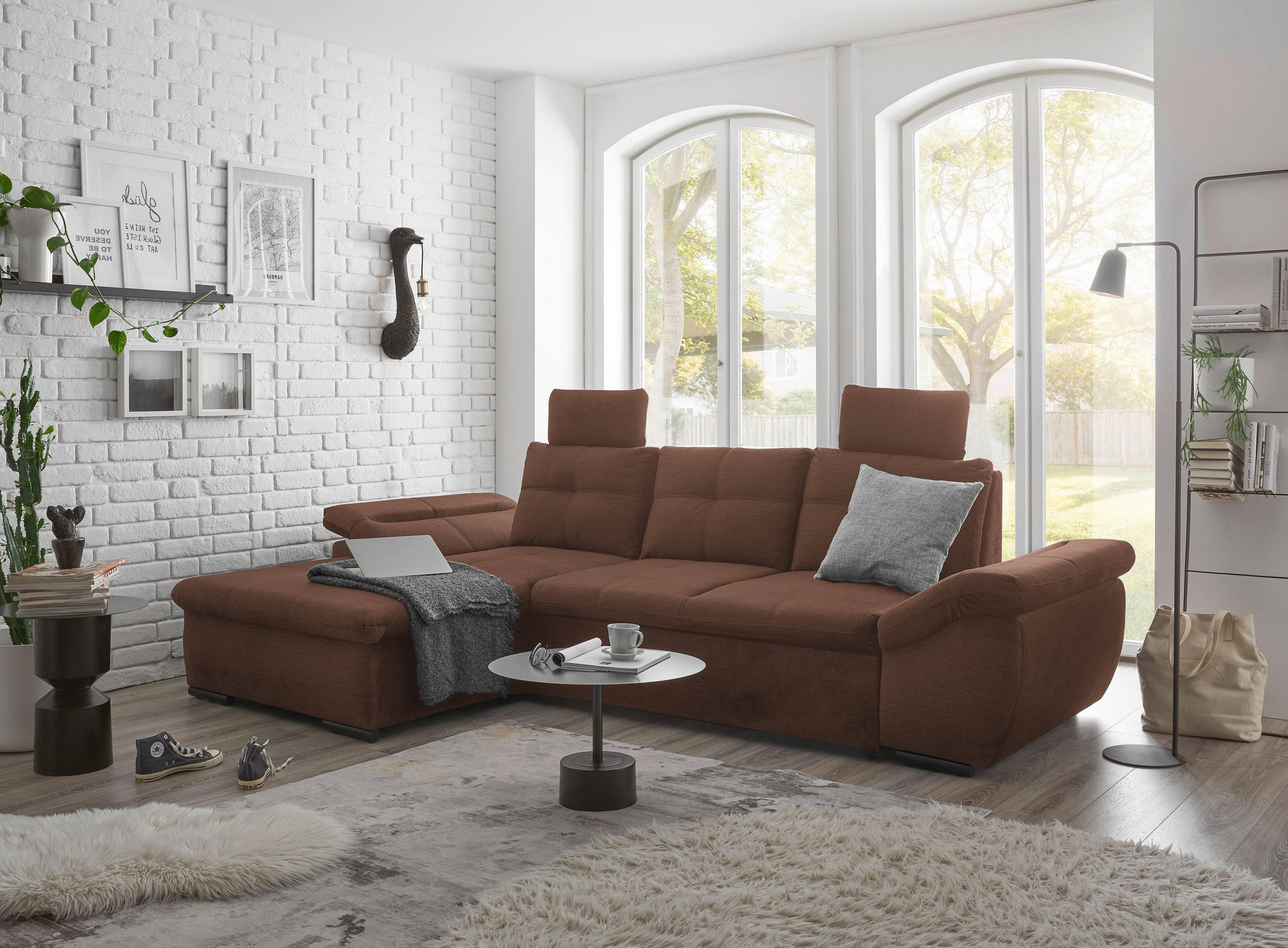ECKSOFA Kupferfarben Mikrovelours  - Schwarz/Kupferfarben, KONVENTIONELL, Kunststoff/Textil (170/275cm) - Carryhome