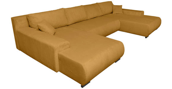 WOHNLANDSCHAFT  in Cord Currygelb  - Currygelb/Schwarz, KONVENTIONELL, Textil/Metall (191/351/191cm) - Carryhome