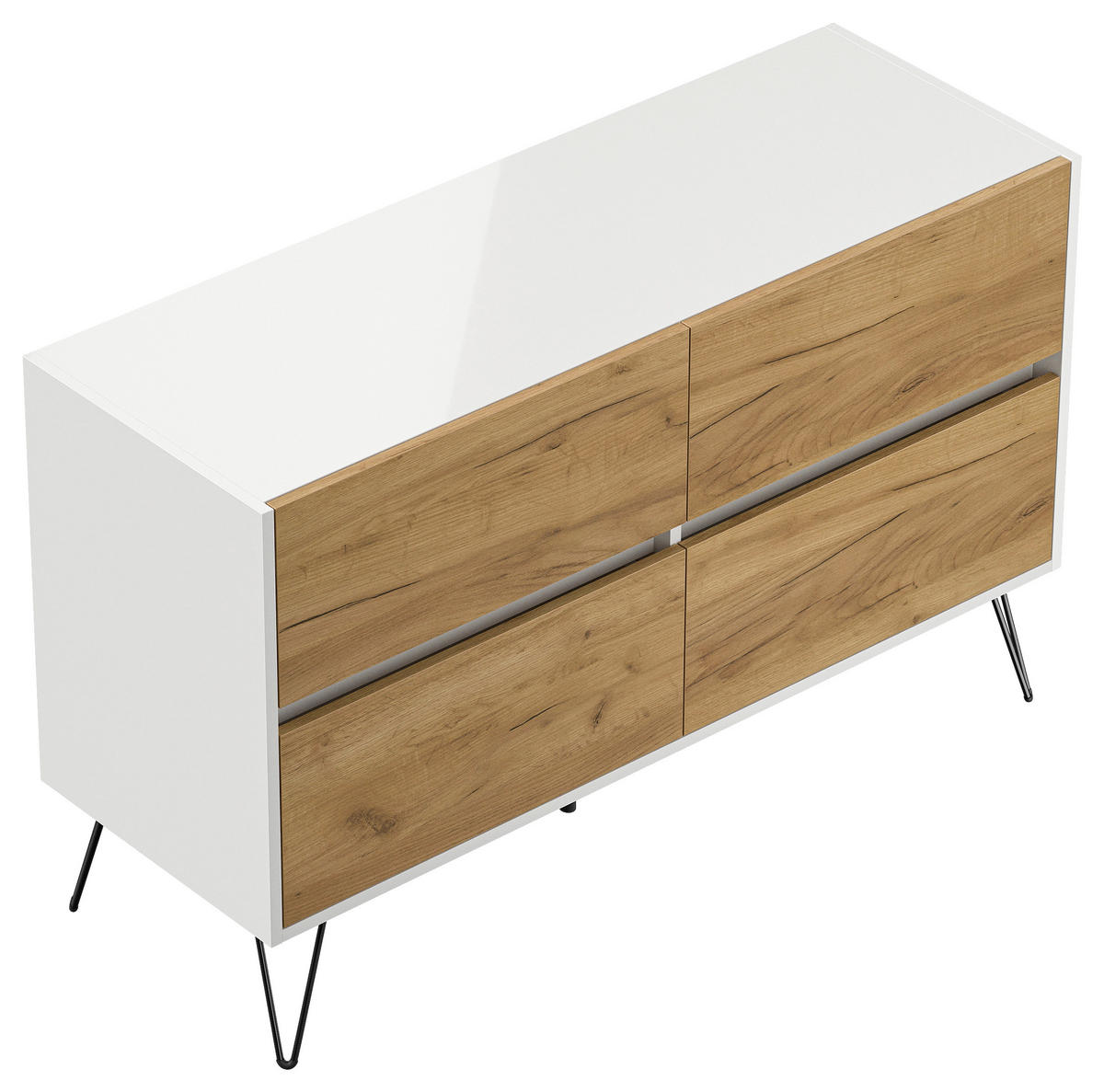 SIDEBOARD Posseik Industrial  in 119/75/42 cm  - Eichefarben/Schwarz, Design, Holzwerkstoff/Metall (119/75/42cm) - P & B