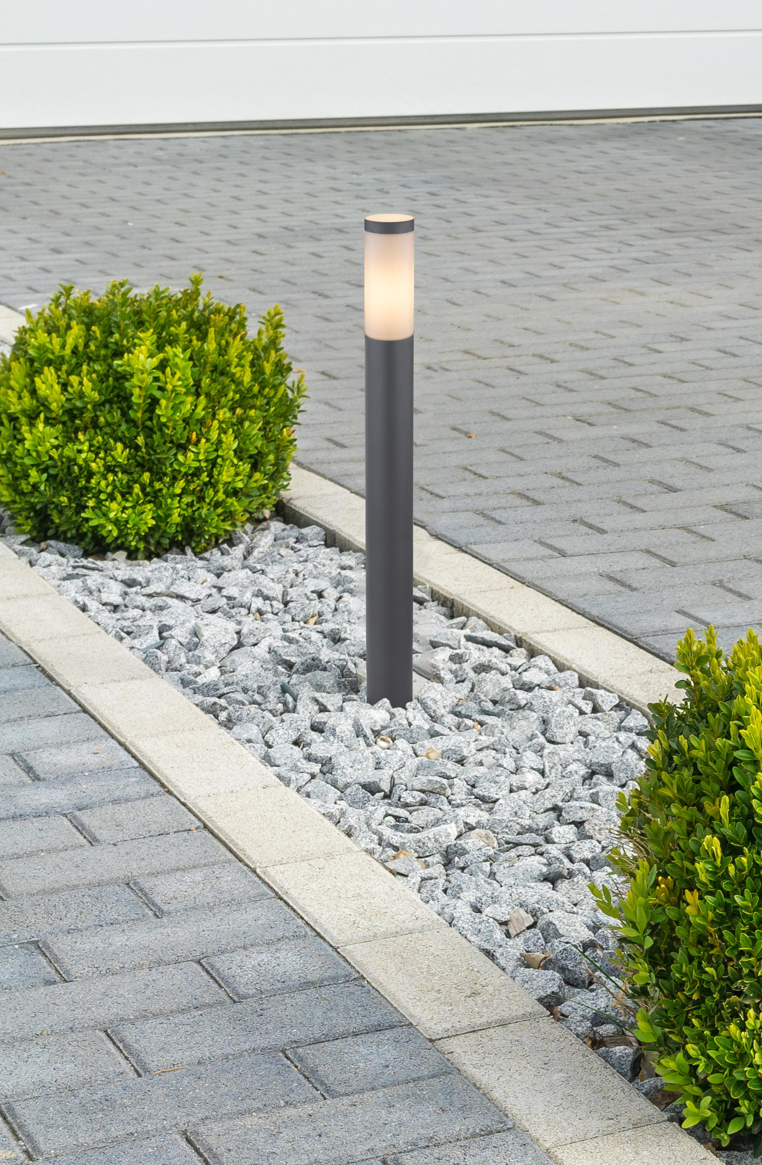AUßENLEUCHTE 12,7/80 cm - Anthrazit/Opal, Basics, Kunststoff/Metall (12,7/80cm) - Globo