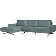 ECKSOFA in Webstoff Hellblau  - Schwarz/Hellblau, Design, Textil/Metall (172/320cm) - Valnatura