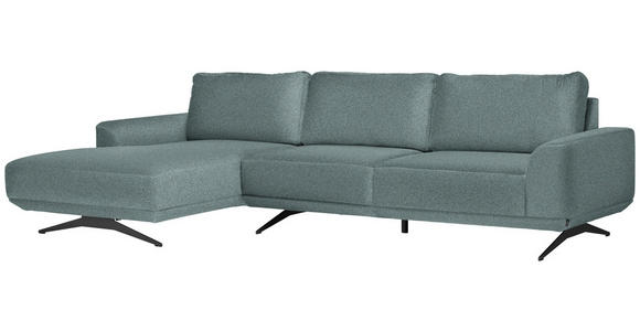 ECKSOFA in Webstoff Hellblau  - Schwarz/Hellblau, Design, Textil/Metall (172/320cm) - Valnatura