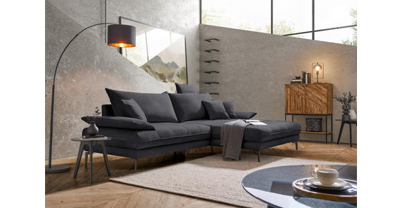 ECKSOFA in Flachgewebe Anthrazit 292/176 cm - Anthrazit/Schwarz, MODERN, Textil/Metall (292/176cm) - Carryhome