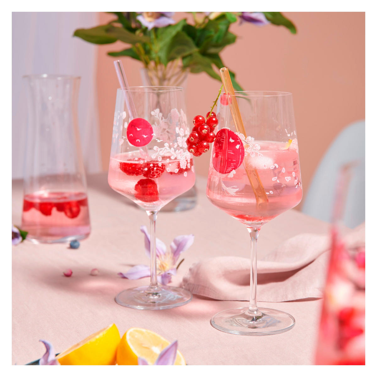 GLÄSERSET Sommersonett 2-teilig  - Pink/Transparent, Trend, Glas (9,3/22,5cm) - Ritzenhoff