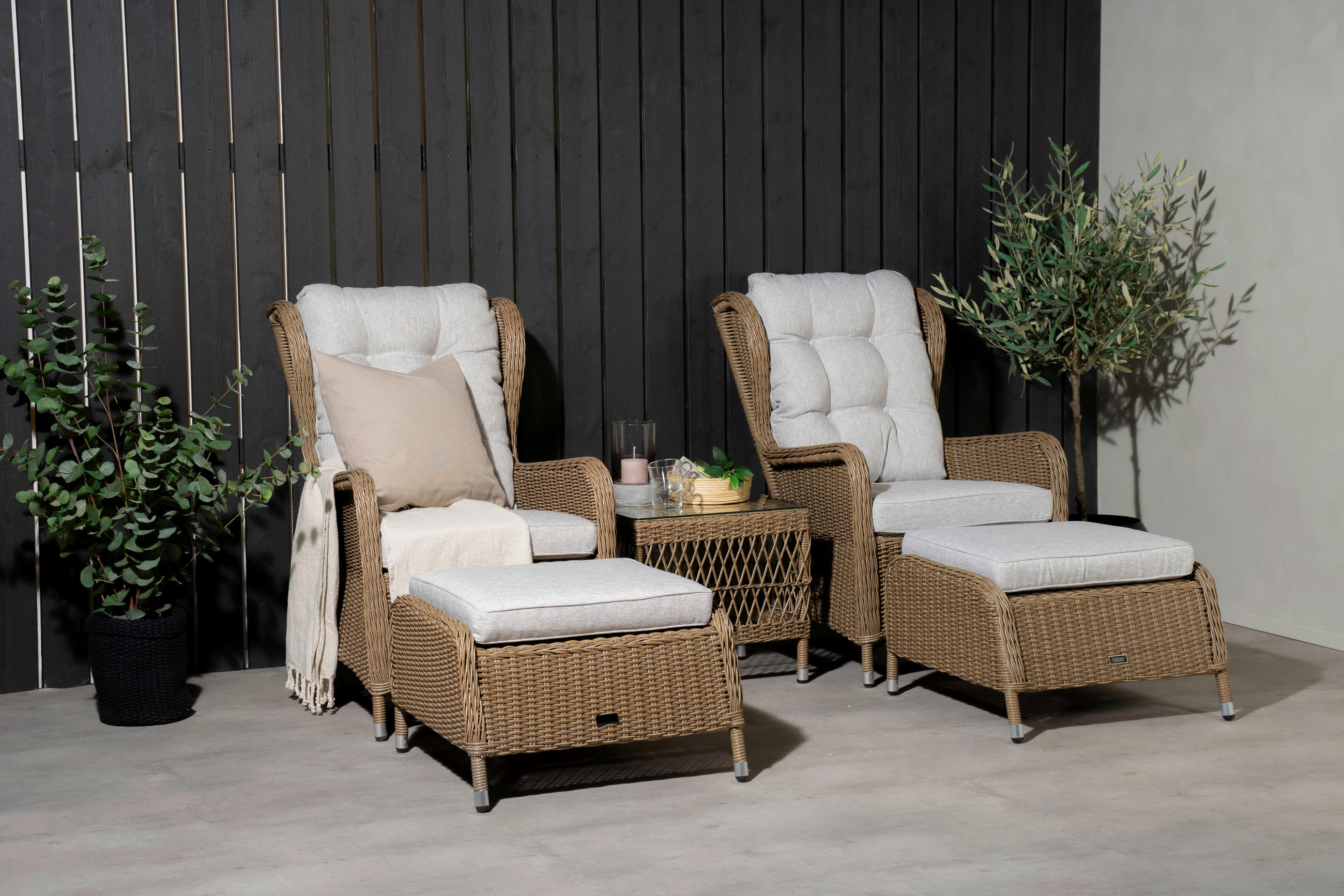 LOUNGEGARNITUR    - Beige/Braun, KONVENTIONELL, Kunststoff/Textil - Gardenson