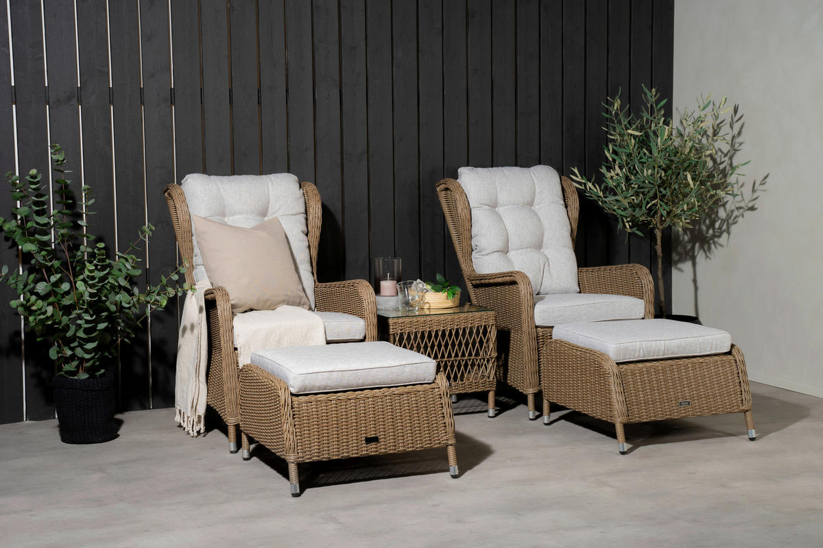 LOUNGEGARNITUR    - Beige/Braun, KONVENTIONELL, Kunststoff/Textil - Gardenson