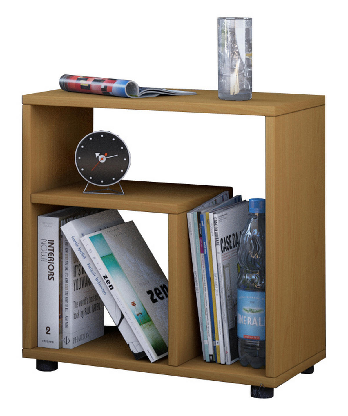 Beistelltisch in Buche Dekor in Holzwerkstoff 30/50/55 cm  - Buchefarben/Schwarz, Basics, Holzwerkstoff (30/50/55cm) - MID.YOU