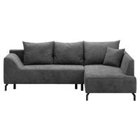 ECKSCHLAFSOFA  mit Bettkasten erhältlich, seitenverkehrt erhältlich, Schlafen auf Sitzhöhe, Bettfunktion erhältlich, Rücken echt Cord Silberfarben  - Silberfarben/Schwarz, Design, Textil/Metall (273/167cm) - MID.YOU