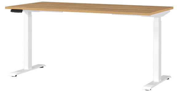 SCHREIBTISCH 160/80/72-118 cm in Braun, Weiß, Eichefarben - Eichefarben/Braun, MODERN, Holzwerkstoff/Metall (160/80/72-118cm) - Novel