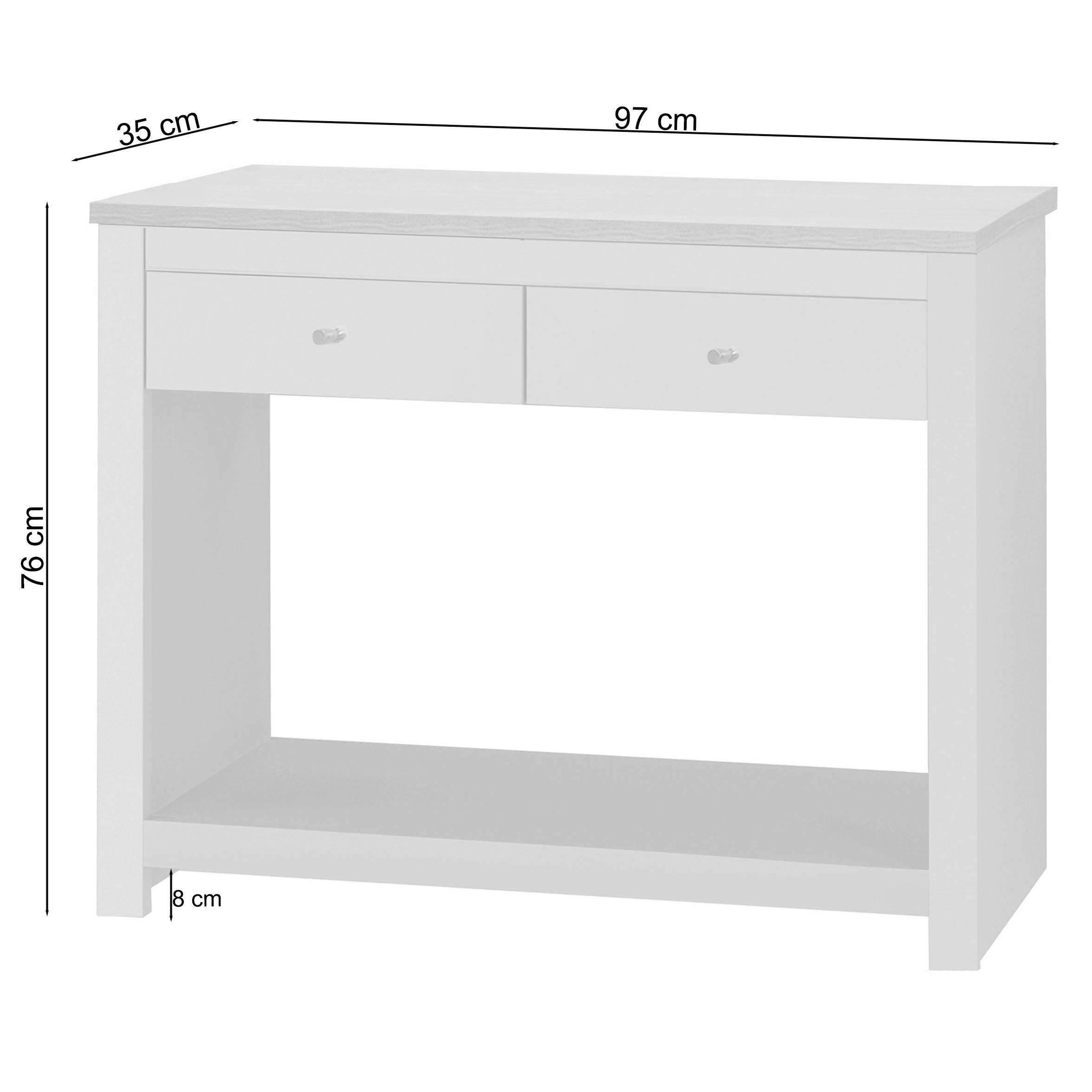 Thumbnail - Mid.you Konsolentisch Emerald,Creme, Eiche, Metall, Holzoptik, 2 Schublade(n) Schubladen, rechteckig, Wange, 97x76x35 cm...