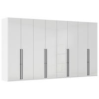 DREHTÜRENSCHRANK 400/235/61 cm,  in Weiß, Weiß Hochglanz, 8-türig  - Weiß Hochglanz/Schwarz, Basics, Holzwerkstoff/Metall (400/235/61cm) - Novel