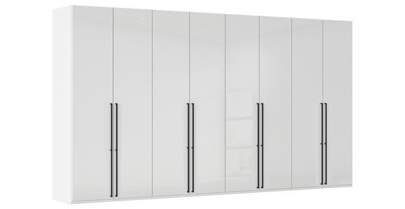 DREHTÜRENSCHRANK 400/223/61 cm,  in Weiß, Weiß Hochglanz, 8-türig  - Weiß Hochglanz/Schwarz, Basics, Holzwerkstoff/Metall (400/223/61cm) - Novel