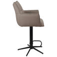 BARHOCKER Echtleder Grau, Schwarz Eisen Sitzfläche 360° drehbar  - Schwarz/Grau, Design, Leder/Metall (54/96-121/56cm) - Novel