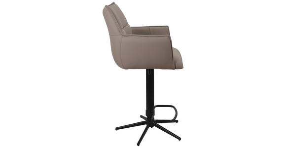 BARHOCKER Echtleder Grau, Schwarz Eisen Sitzfläche 360° drehbar - Schwarz/Grau, Design, Leder/Metall (54/96-121/56cm) - Novel