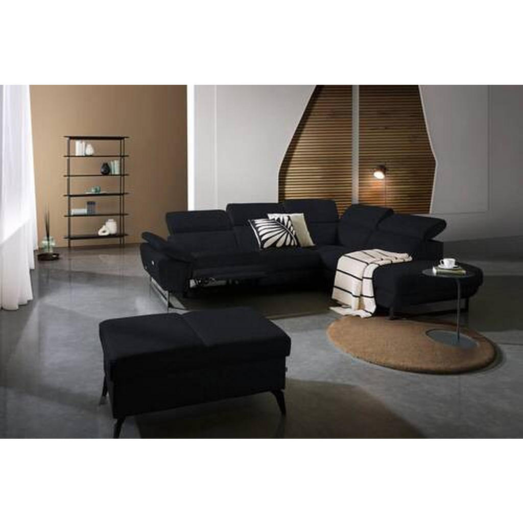 Thumbnail - Celina Home Ecksofa, Schwarz, Leder, Echtleder, Rindleder, Spaltleder, 5-Sitzer, Ottomane rechts, L-Form, 281x225 cm, Ma...