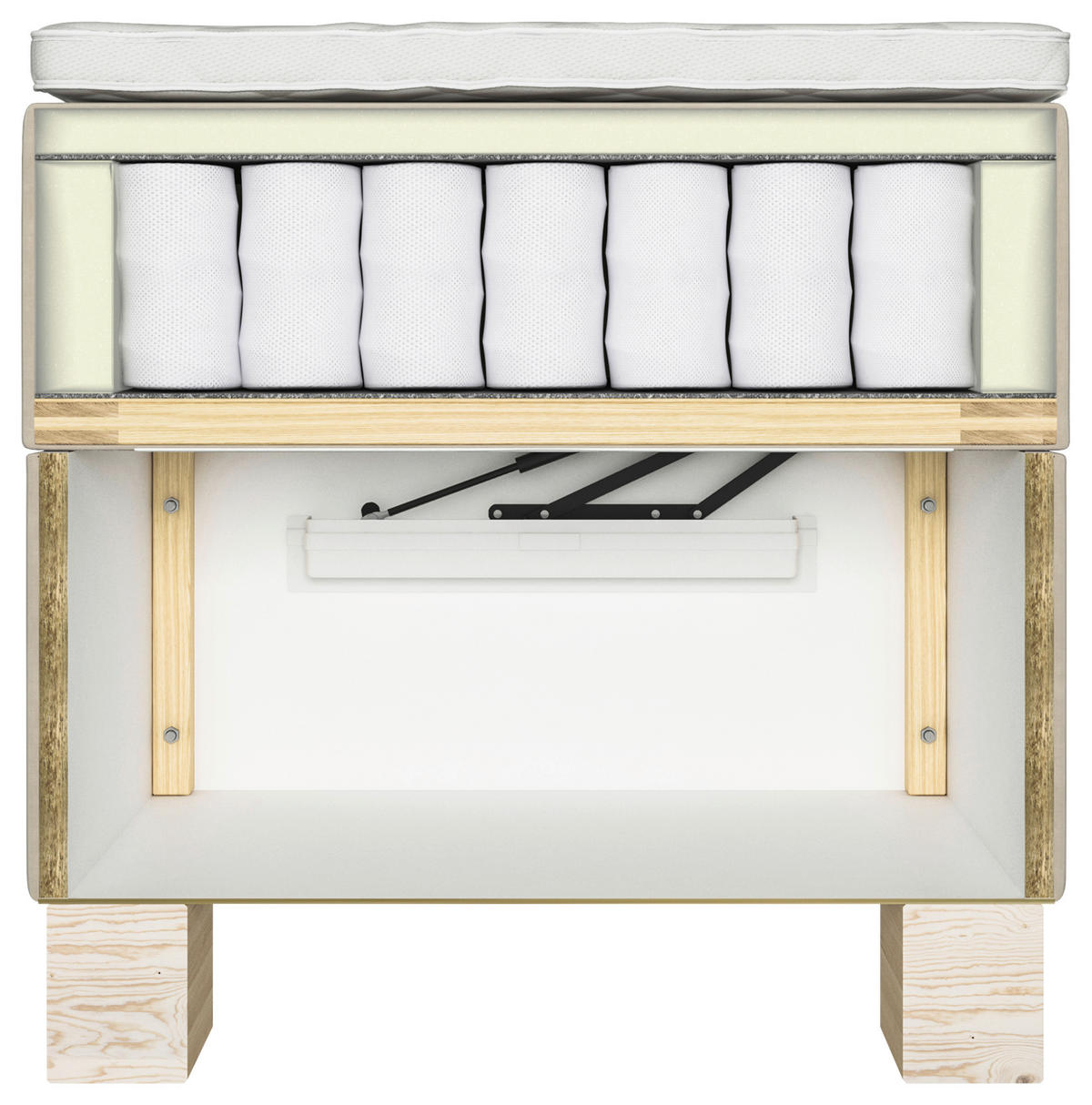 BOXBETT 180/200 cm  in Schwarz, Eiche Artisan  - Schwarz/Eiche Artisan, KONVENTIONELL, Holz/Holzwerkstoff (180/200cm) - Carryhome