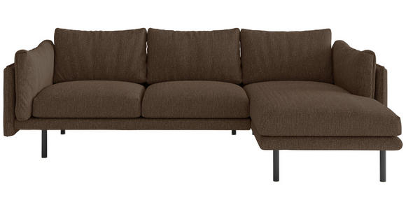 ECKSOFA Salama Hellbraun Flachgewebe  - Hellbraun/Beige, Design, Textil/Metall (268/160/80cm) - Novel