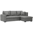 ECKSOFA inkl.Funktionen Hellgrau Webstoff  - Hellgrau/Schwarz, Design, Kunststoff/Textil (238/158cm) - Xora