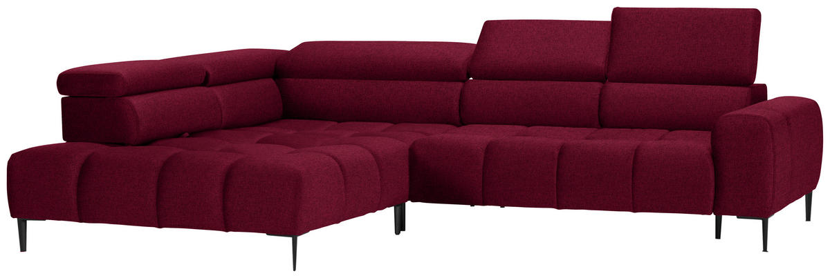 ECKSOFA in Webstoff Rot  - Rot/Schwarz, Design, Textil/Metall (216/300cm) - Welnova
