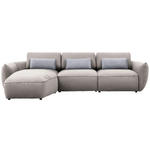 ECKSOFA  in Chenille Beige  190/340 cm  - Beige/Silberfarben, Design, Kunststoff/Textil (190/340cm) - Belluti