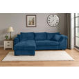 ECKSOFA  in Cord Blau  - Blau/Schwarz, KONVENTIONELL, Textil/Metall (168/258cm) - Carryhome