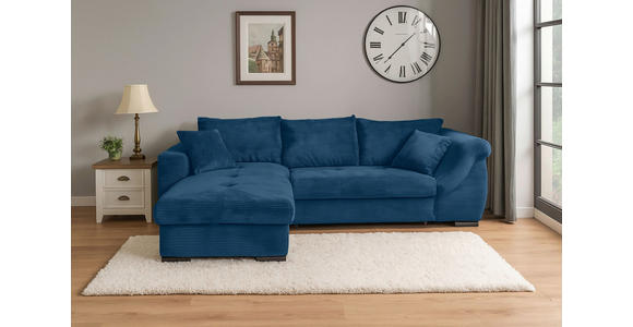 ECKSOFA  in Cord Blau  - Blau/Schwarz, KONVENTIONELL, Textil/Metall (168/258cm) - Carryhome