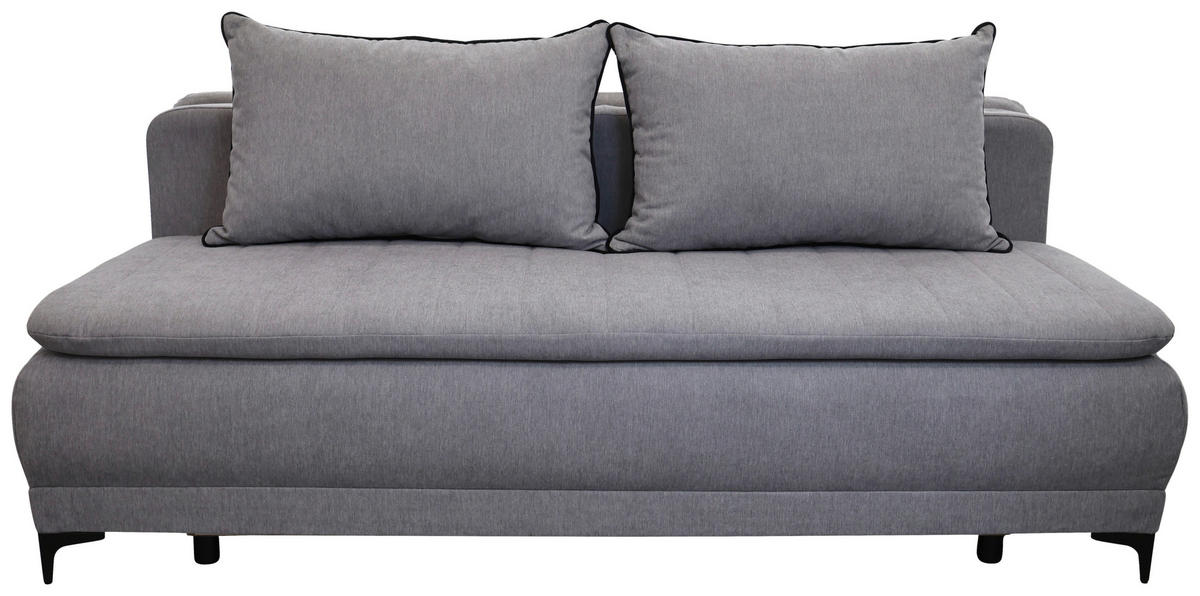 SCHLAFSOFA MOLISS in Flachgewebe Grau  - Schwarz/Grau, Basics, Textil/Metall (202/98/78cm) - Livetastic