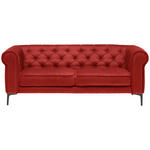 CHESTERFIELD-SOFA in Samt Rot  - Rot/Schwarz, Trend, Textil/Metall (195/75/90cm) - Carryhome