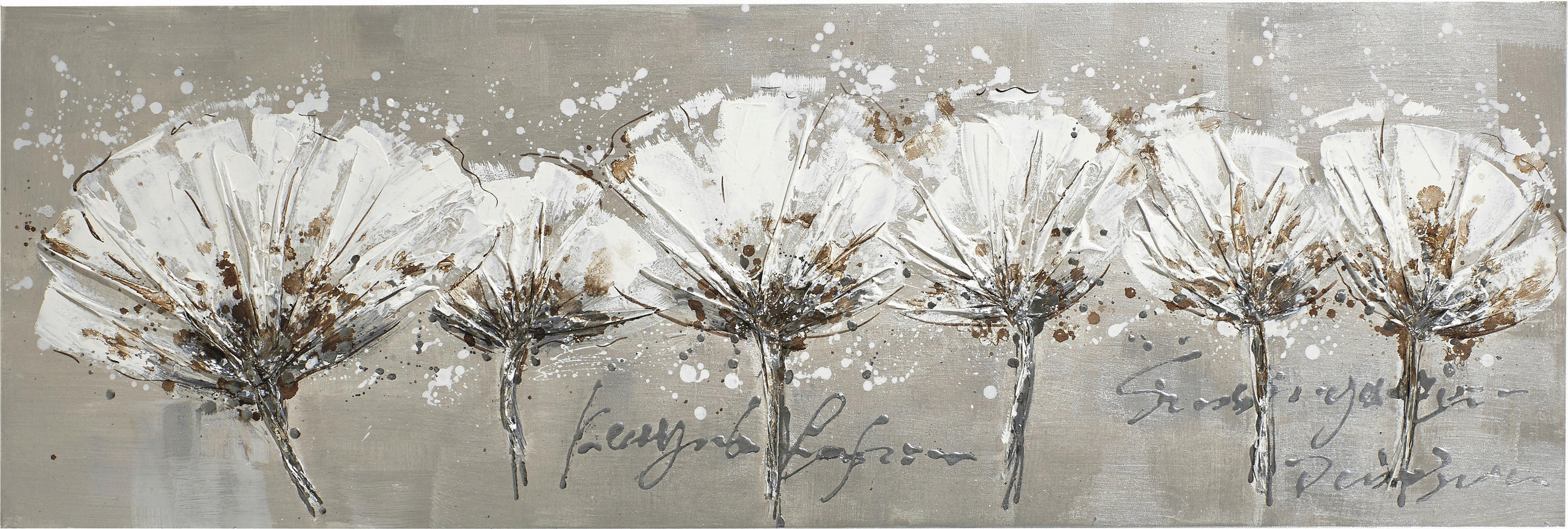 ÖLGEMÄLDE Blumen 150/50 cm  - Weiß, LIFESTYLE, Holz/Textil (150/50cm) - Monee