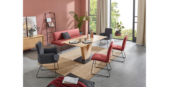 SITZBANK in Metall, Textil Rot, Schwarz  - Rot/Schwarz, Design, Textil/Metall (195/87/65cm) - Dieter Knoll