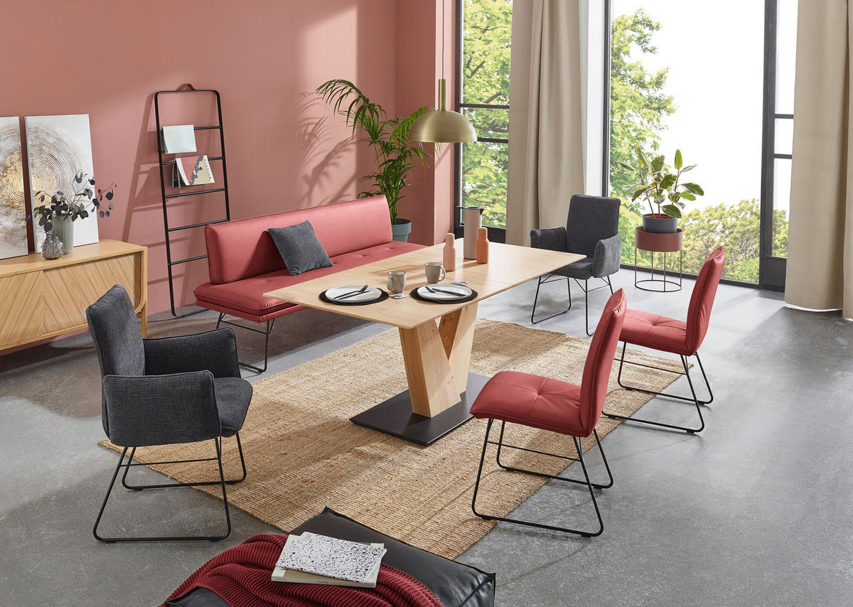 SITZBANK in Metall, Textil Rot, Schwarz  - Rot/Schwarz, Design, Textil/Metall (195/87/65cm) - Dieter Knoll