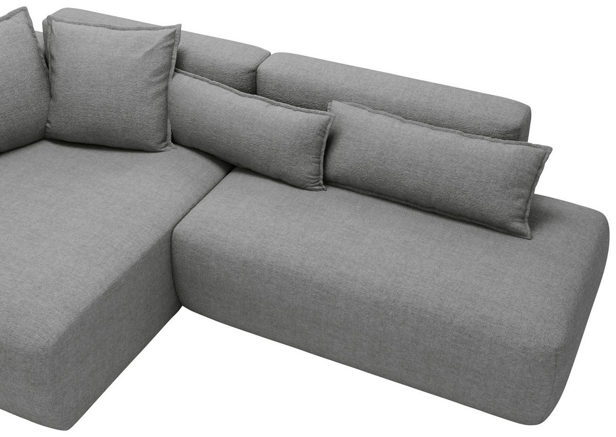 ECKSOFA Chenille Dunkelgrau  - Dunkelgrau/Schwarz, Design, Kunststoff/Textil (160/284cm) - Livetastic