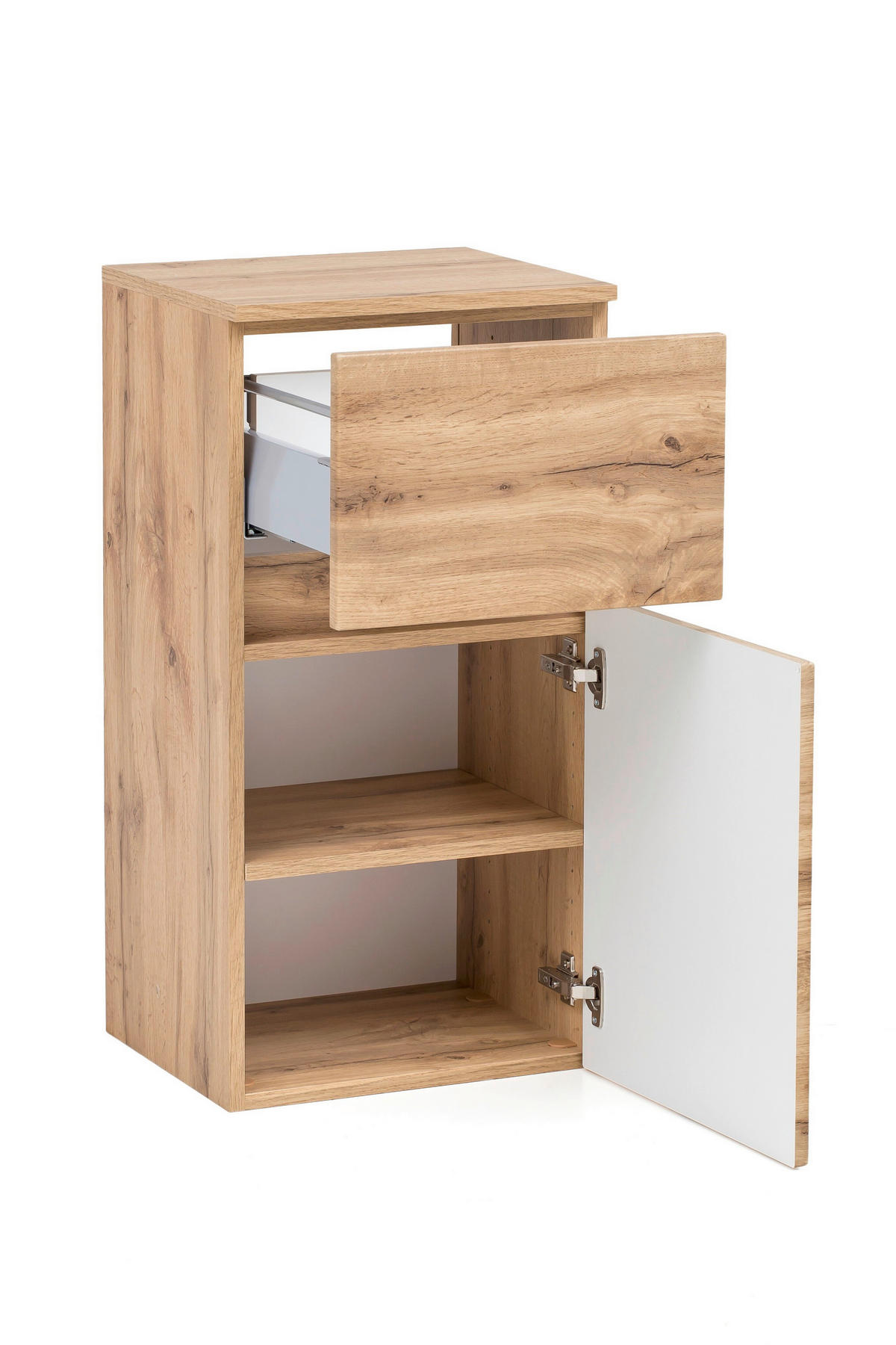 UNTERSCHRANK 40/79/35 cm   - Eiche Wotan/Silberfarben, Natur, Holzwerkstoff/Kunststoff (40/79/35cm) - Xora