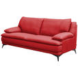 2,5-SITZER Rot Echtleder  - Rot/Schwarz, Design, Leder/Metall (212/92/98cm) - Novel