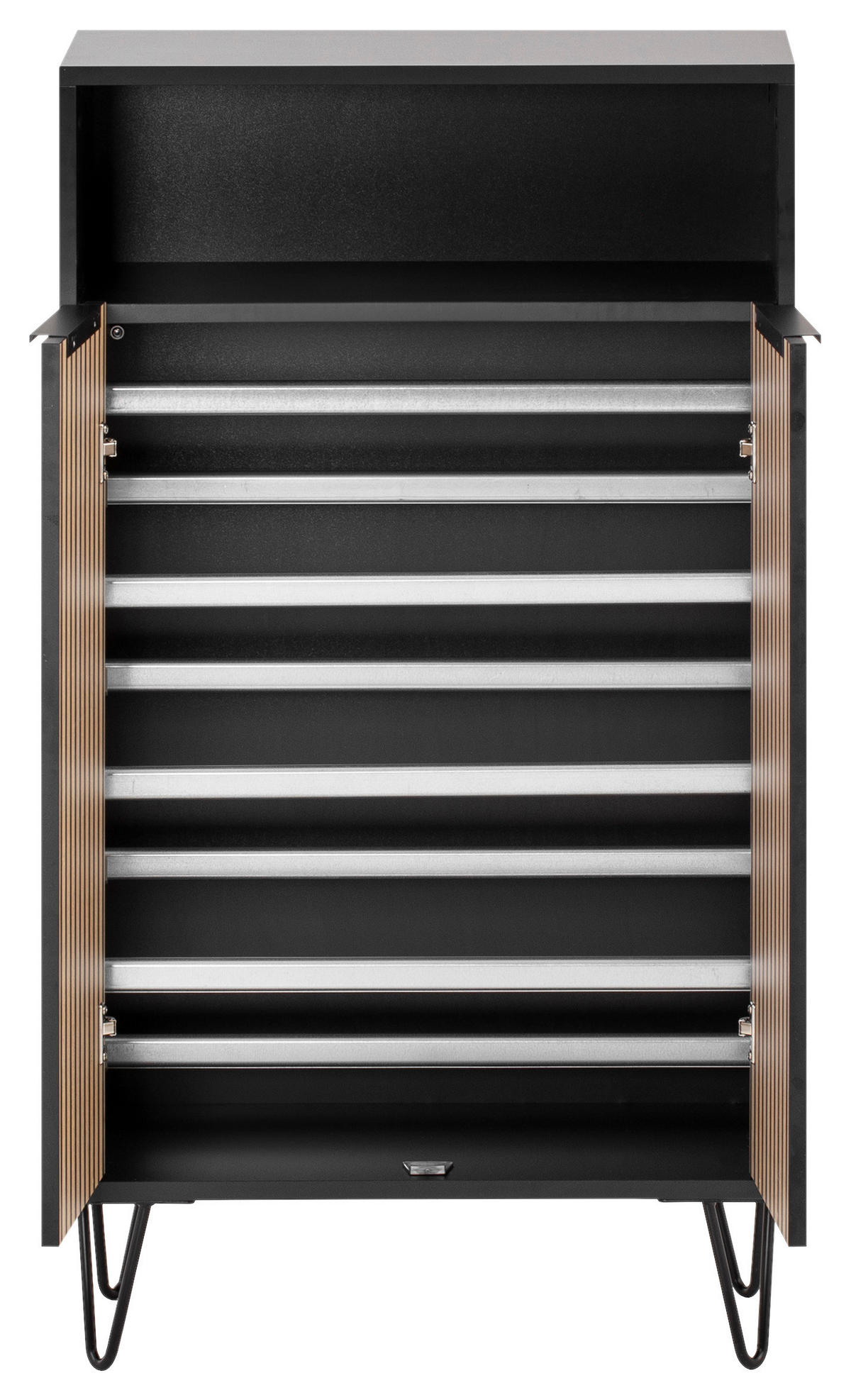 SCHUHSCHRANK Schwarz, Eichefarben  - Eichefarben/Schwarz, Design, Holzwerkstoff/Metall (60,2/107,9/33,05cm) - MID.YOU