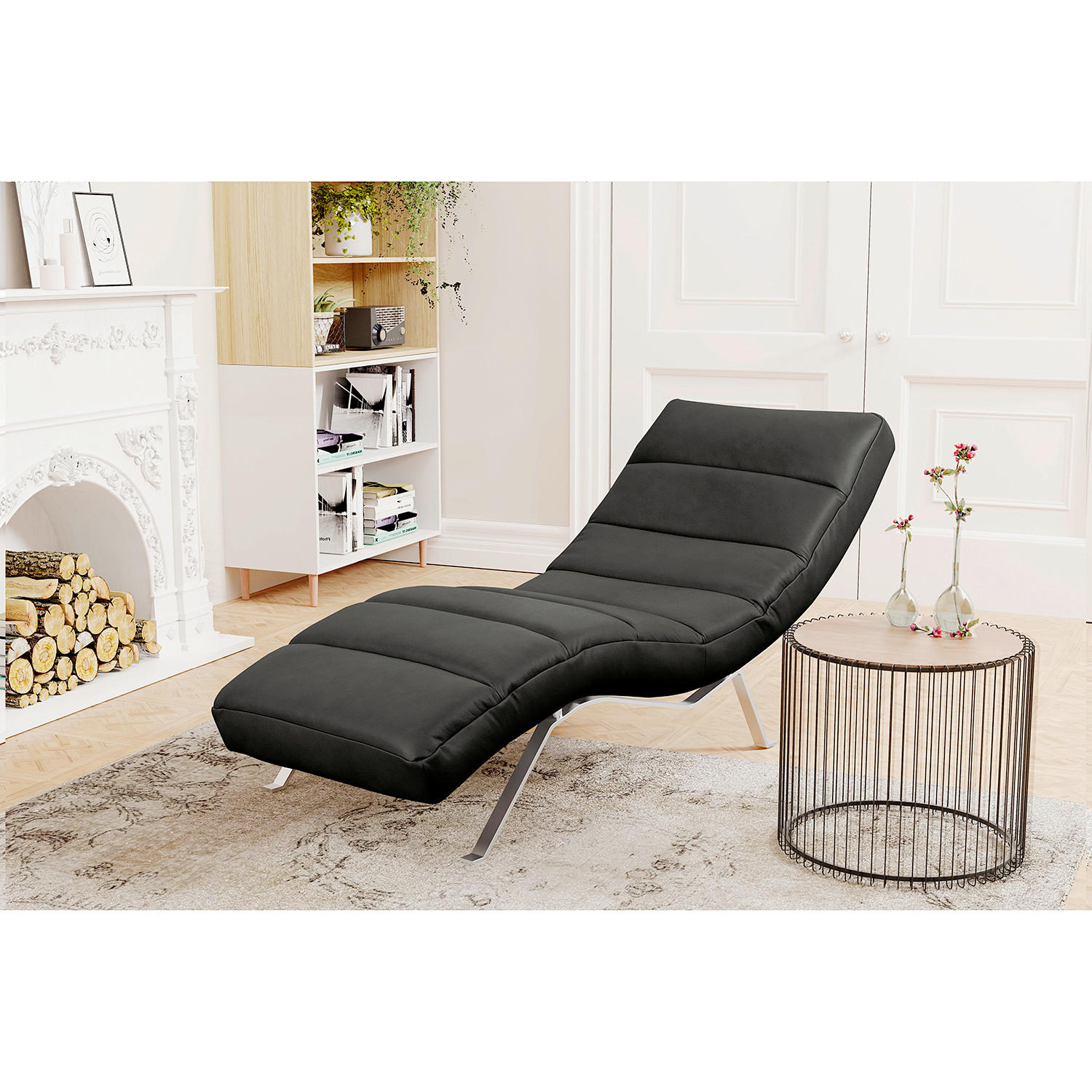 Livetastic Relaxliege Schwarz 65x65-95x171 cm
