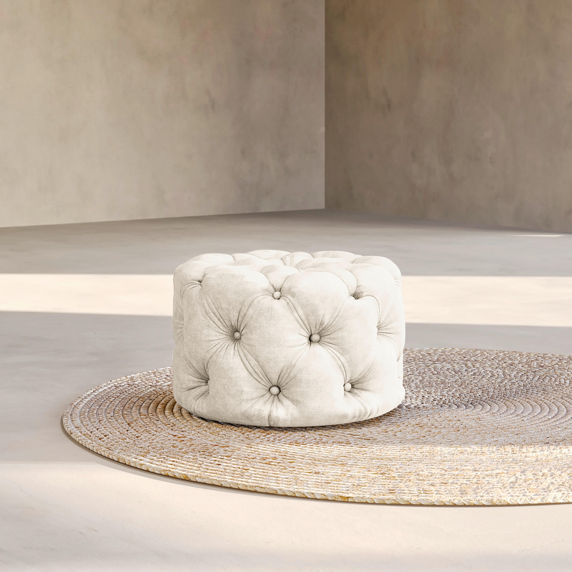 HOCKER in Textil Creme  - Creme/Schwarz, Design, Kunststoff/Textil (60/39/60cm) - P & B