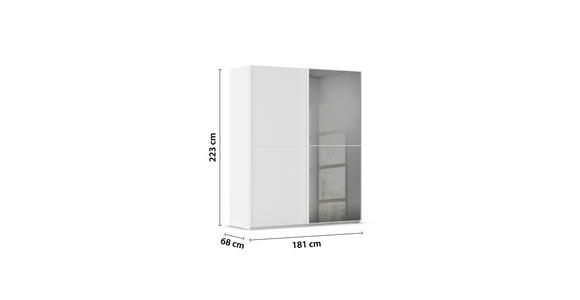 SCHWEBETÜRENSCHRANK 181/223/68 cm 2-türig Weiß  - Weiß, KONVENTIONELL, Glas/Holzwerkstoff (181/223/68cm) - Novel