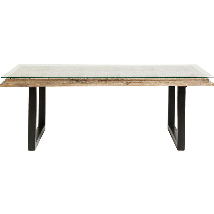 ESSTISCH in Holz, Glas 200/90/78 cm - Schwarz/Naturfarben, Design, Glas/Holz (200/90/78cm) - Kare-Design