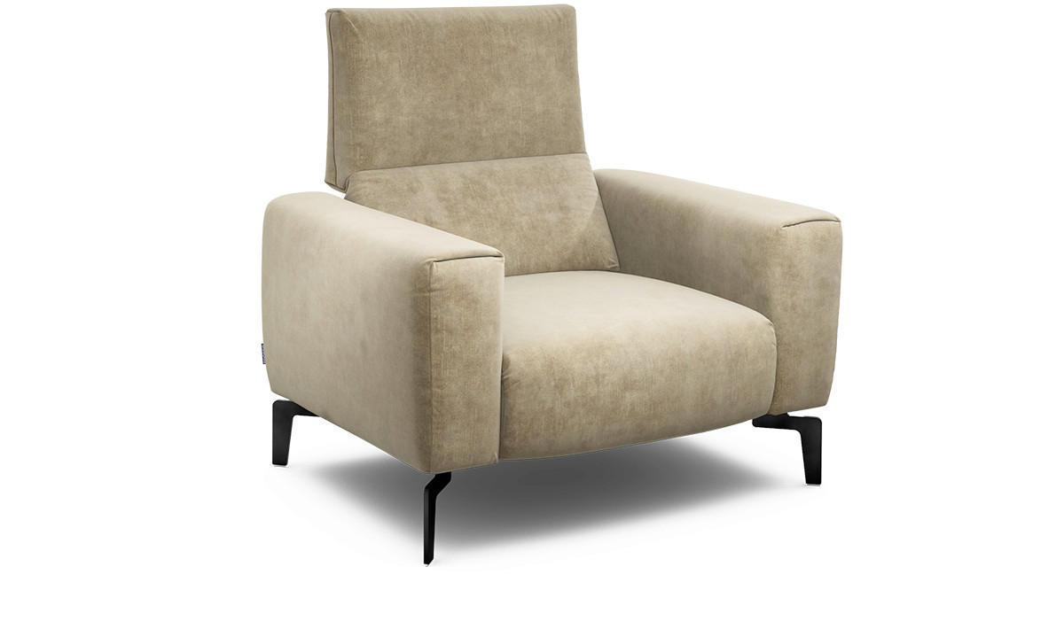 SESSEL Samt Sandfarben    - Sandfarben/Schwarz, Design, Textil/Metall (110/85/86-94cm) - SENSOO