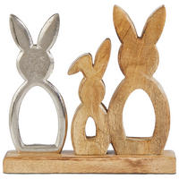DEKOHASE   - Silberfarben/Braun, Basics, Holz/Metall (22/22,5/5cm)